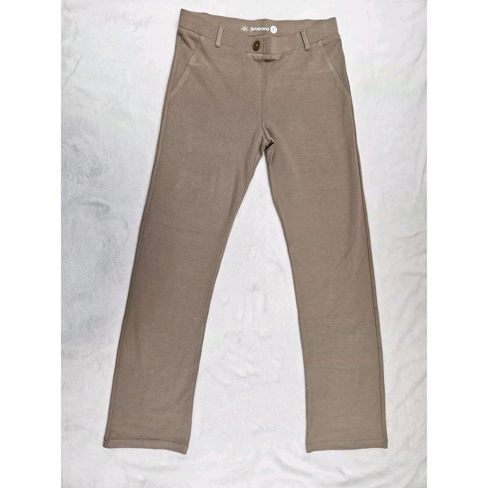 Betabrand Womens Medium Petite Beige Pull On Dress Pant Yoga Pant